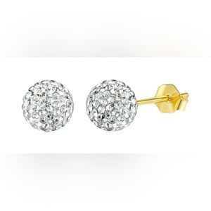 Sterling 925 Silver Crystal Ball Stud Earrings